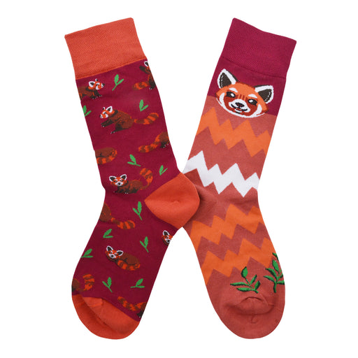 Calcetin algodon largo ab doble diseno panda rojo AB-33