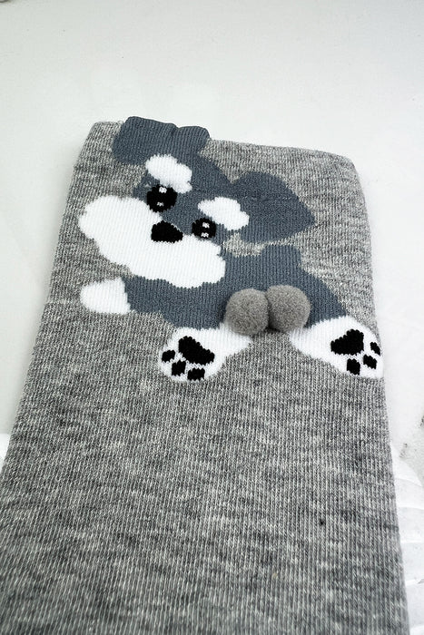 Calcetin algodon largo beige perro schnauzer 4141-3 detalle 