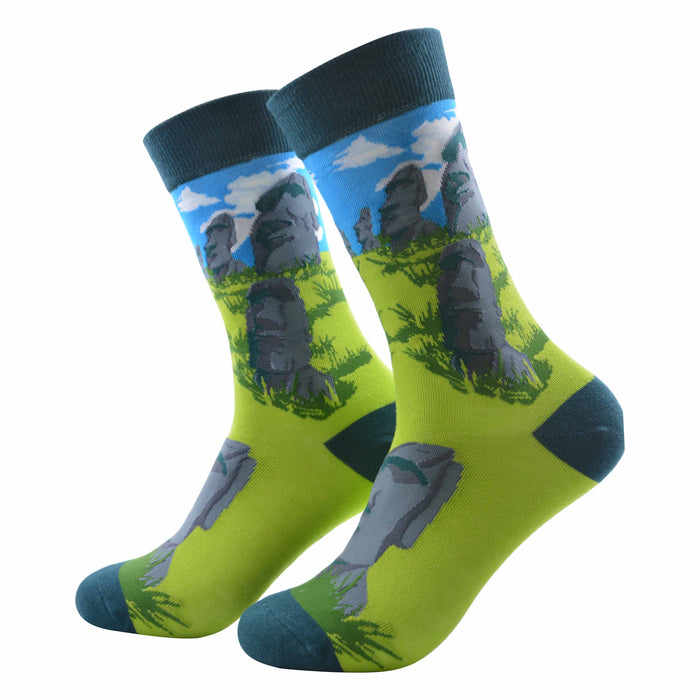 Calcetin algodon largo chile turista moai mujer 366