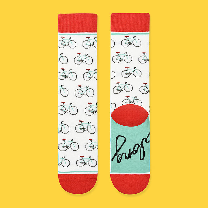 Calcetin algodon largo estampado bicicletas 261