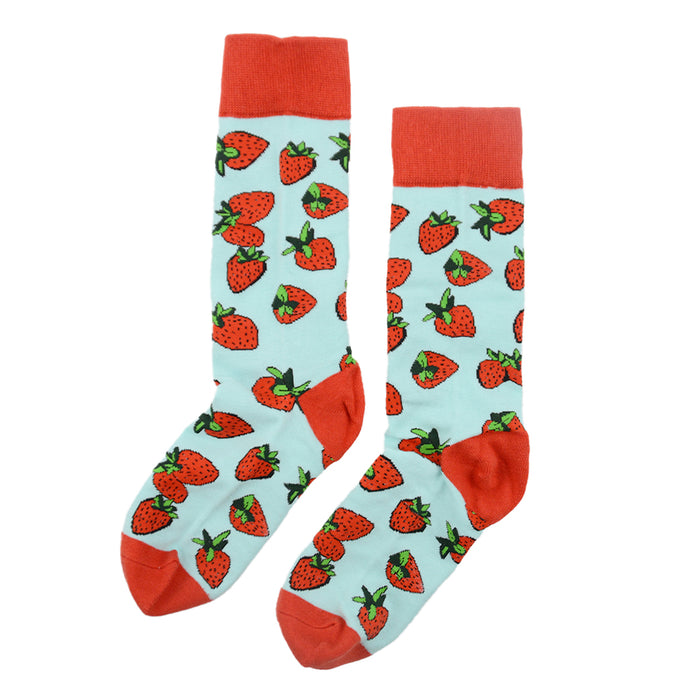 Calcetin algodon largo estampado frutillas 263