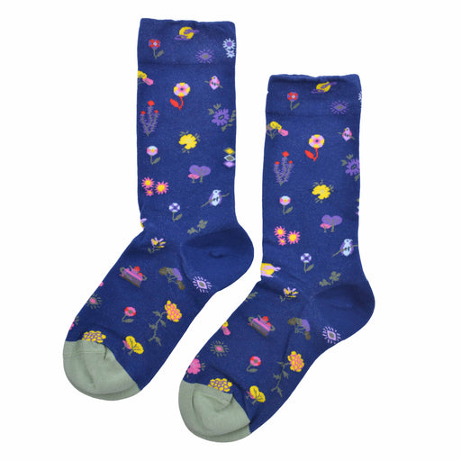 Calcetin algodon largo flores colores 340