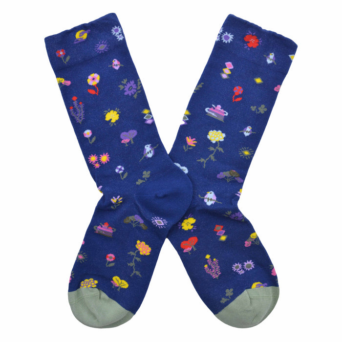 Calcetin algodon largo flores colores 340