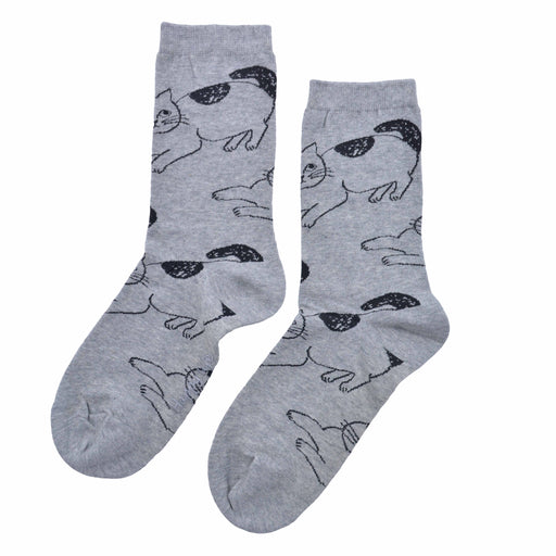 Calcetin algodon largo gatos gris 240