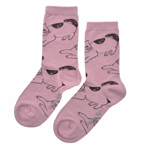 Calcetin algodon largo gatos rosado 237