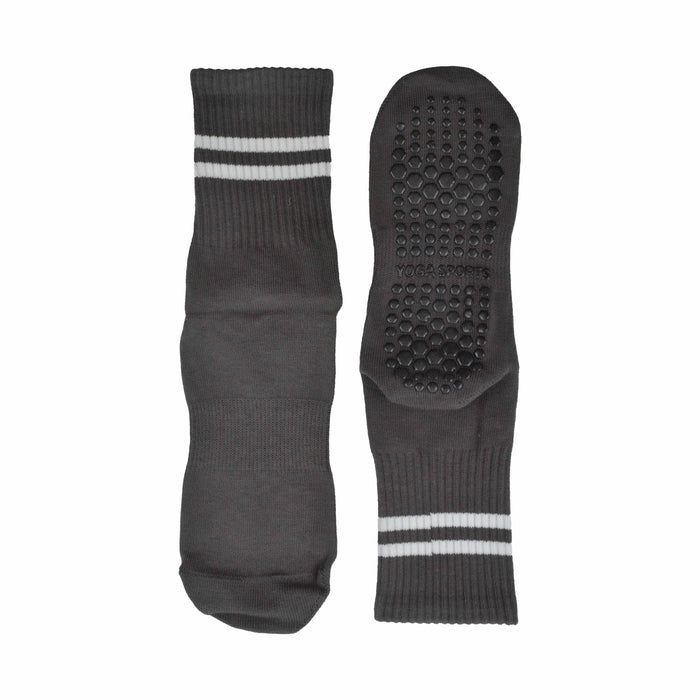 Calcetin algodon largo yoga gris antideslizante 3928-2