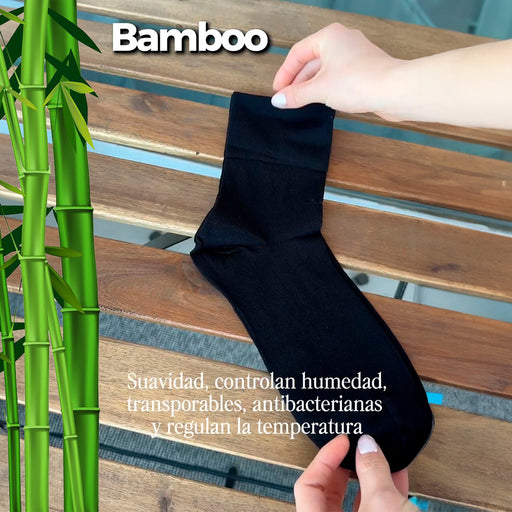 Calcetin bambu diabeticos negro sin costuras