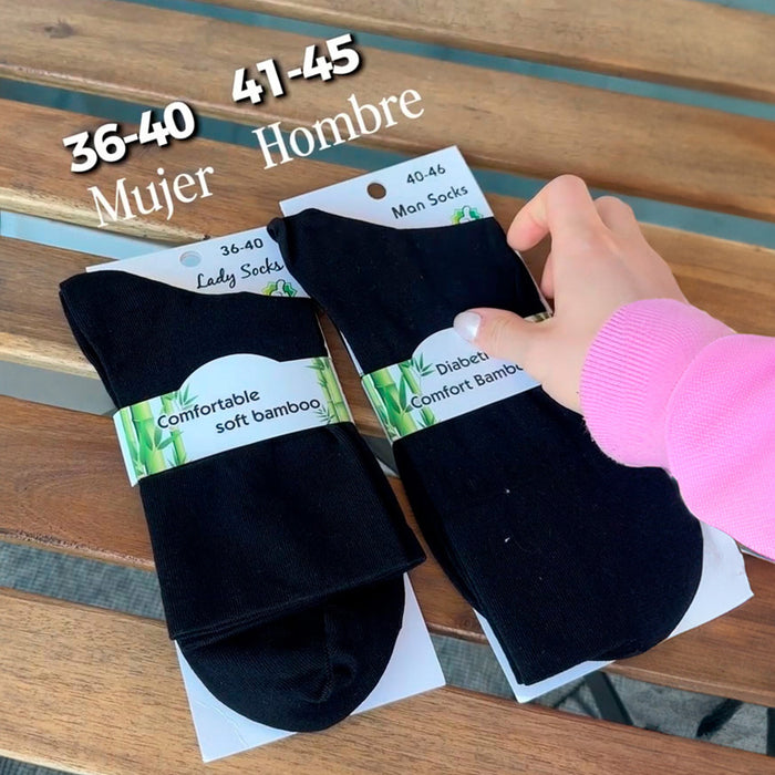 Calcetin bambu diabeticos negro sin costuras