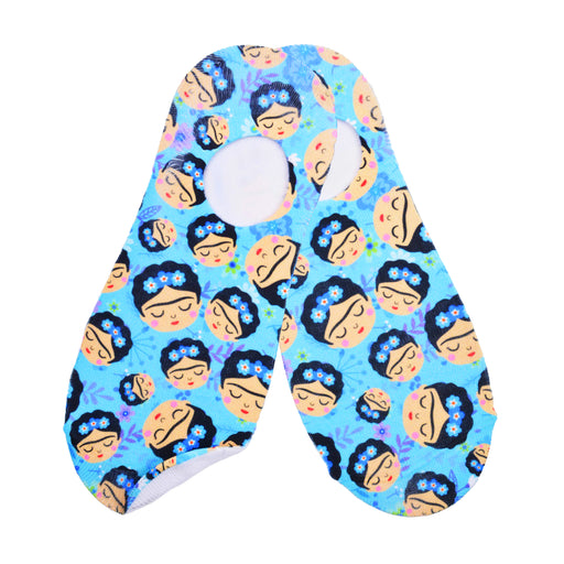 Calcetin invisible poliester caras frida khalo azul 18