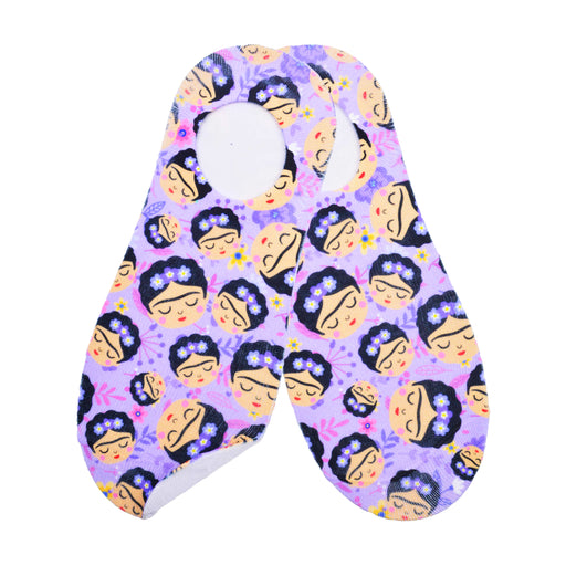 Calcetin invisible poliester caras frida khalo morado 19