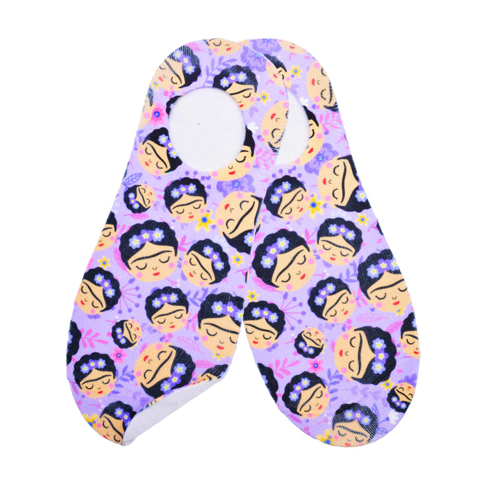 Calcetin invisible poliester caras frida khalo morado 19