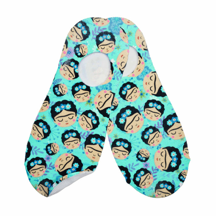 Calcetin invisible poliester caras frida khalo verde menta 20