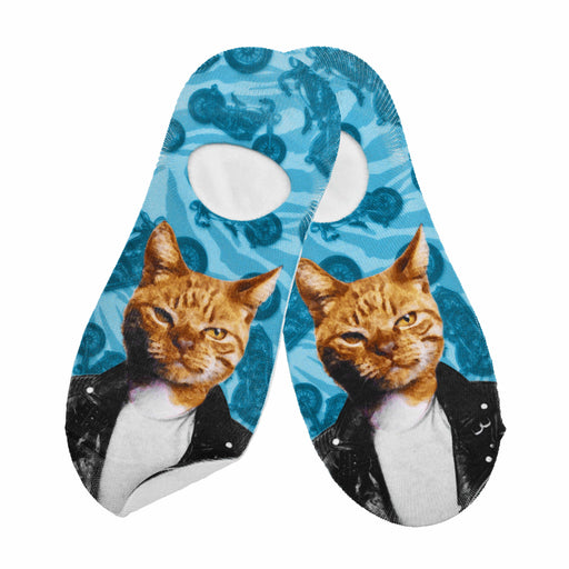 Calcetin invisible poliester gato amarillo rockero 13