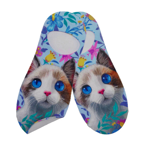 Calcetin invisible poliester gato flores 33