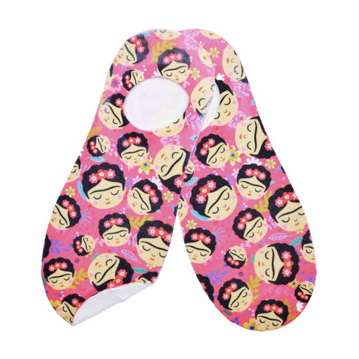 Calcetin invisible poliester rosado caras frida khalo 17