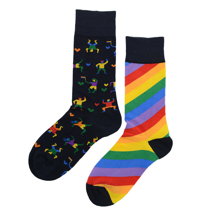 Calcetin largo algodón doble diseño ab arcoiris hombres colores AB7