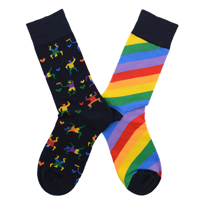 Calcetin largo algodón doble diseño ab arcoiris hombres colores AB7
