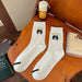 Calcetin largo algodon gatos cara cat lover blanco 3953-3