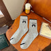 Calcetin largo algodon gatos cara cat lover gris claro 3953-5
