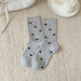 Calcetin largo algodon mujer corazones gris claro 4105-3