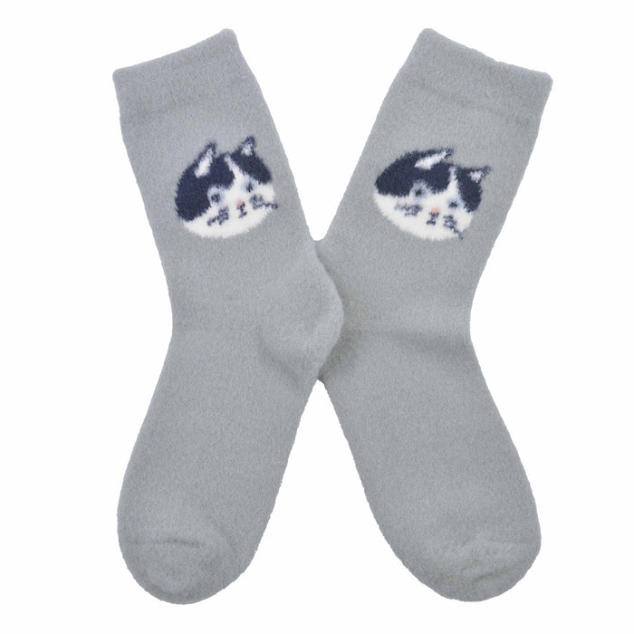 Calcetin largo lana sintetica invierno gris gato 4029-3