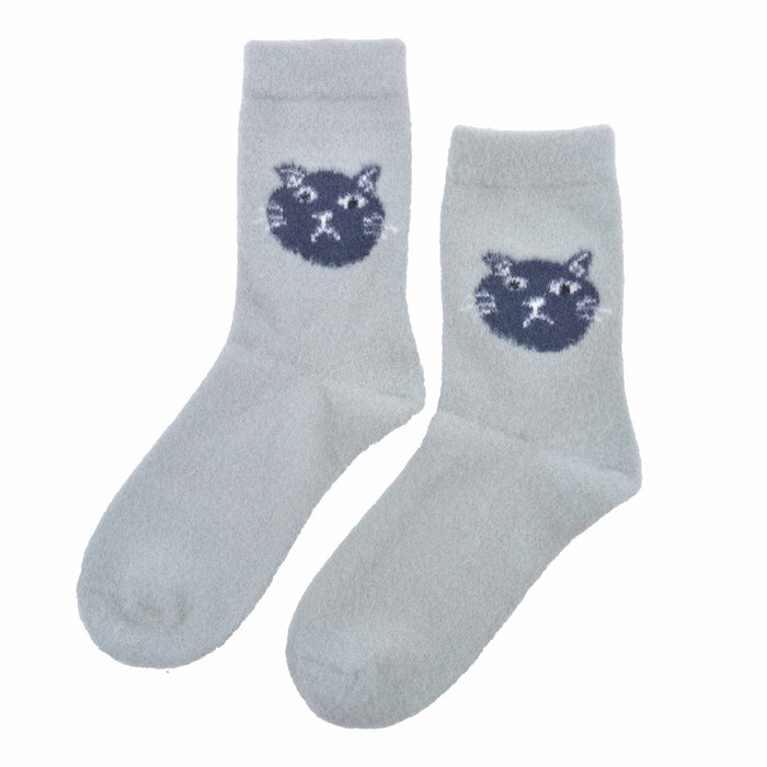 Calcetin largo lana sintetica invierno gris gato 4029-4