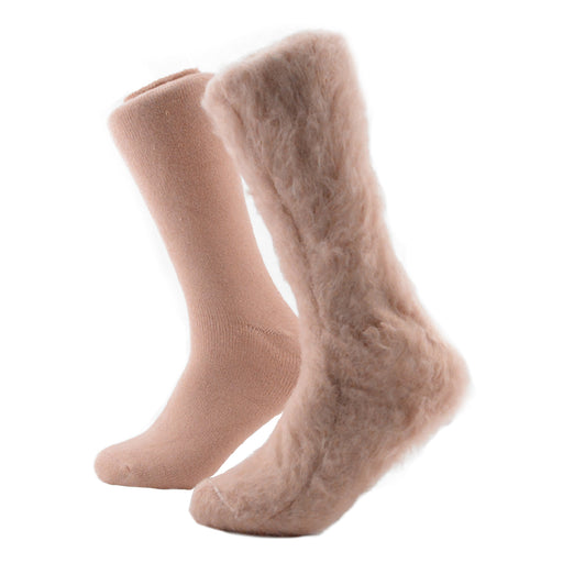 Calcetin warm hot caliente grueso invierno rosa claro peludo