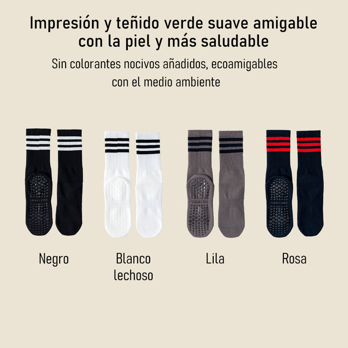 Calcetin yoga algodon antideslizante largo 3 rayas colores 4092