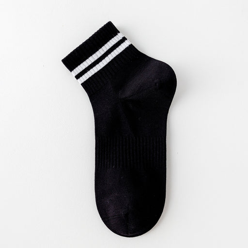 Calcetines algodon cortos negro doble raya hombre 3970-3