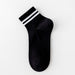 Calcetines algodon cortos negro doble raya hombre 3970-3