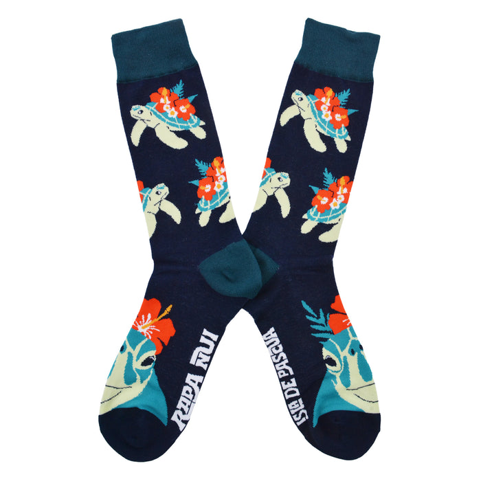 Calcetines algodon estampado largo fauna chilena tortuga galapago 602