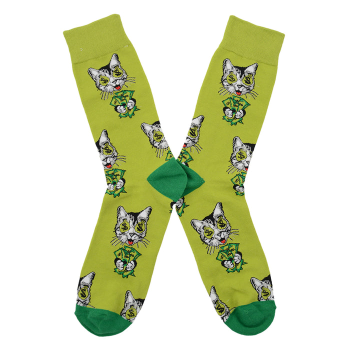 Calcetines algodon estampado largo gato dolares 595
