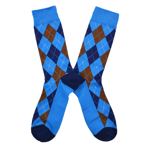 Calcetines algodon estampado largo rombos cafe azul 583