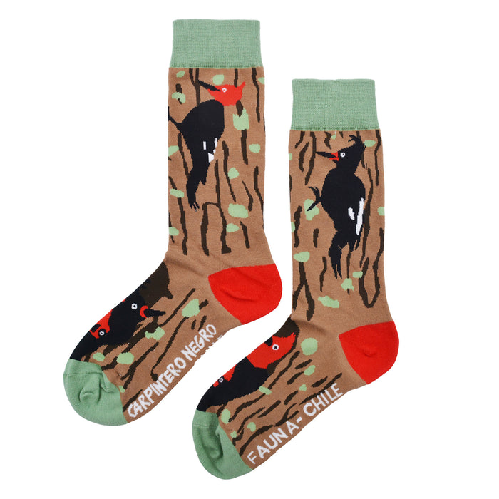 Calcetines algodon estampado largo fauna chile animales carpintero 374