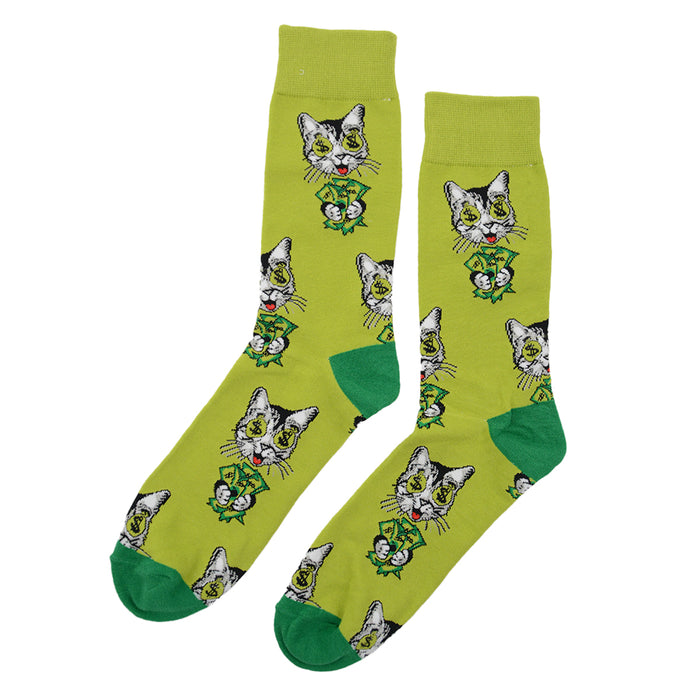 Calcetines algodon estampado largo gato dolares 595