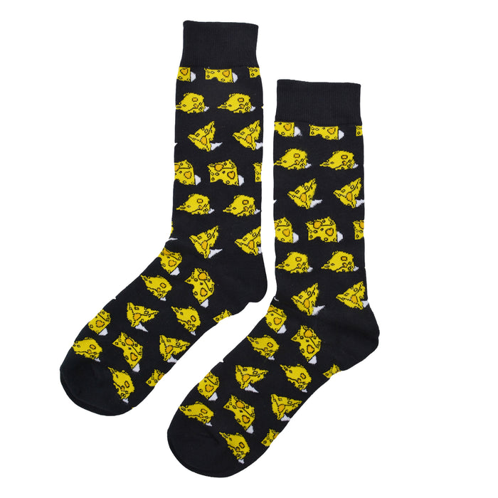 Calcetines algodon estampado largo pedazos queso amarillo 585