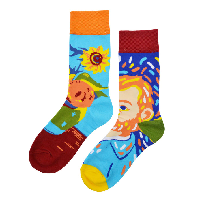 Calcetin algodon largo ab doble diseno van gogh pintura AB-23