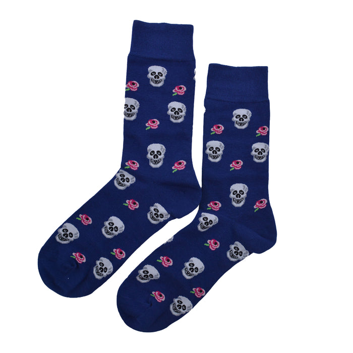 Calcetines algodon largos calaveras rosas 675