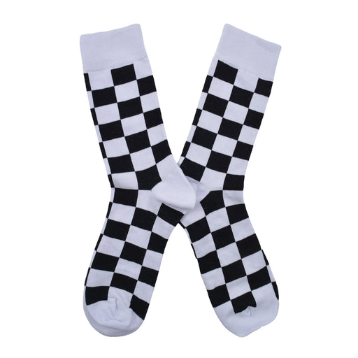 Calcetines algodon largos cuadros blancos negros 700
