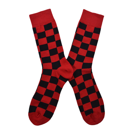 Calcetines algodon largos cuadros rojos negros 701