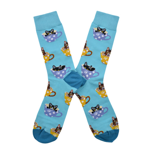 Calcetines algodon largos gato en tazas  691