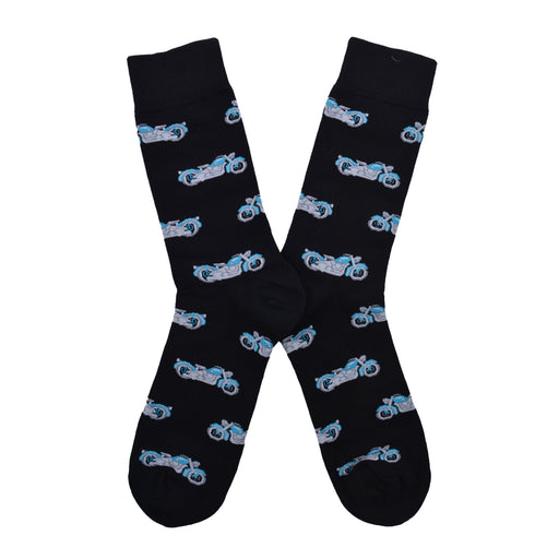 Calcetines algodon largos motos azules 654
