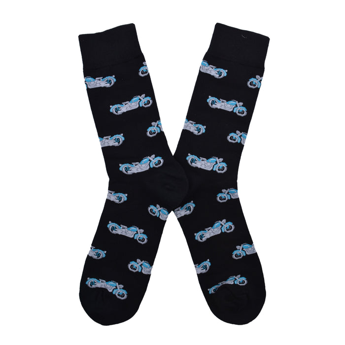 Calcetines algodon largos motos azules 654