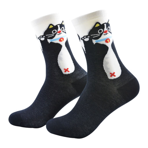 Calcetines algodon largo mujer gato negro