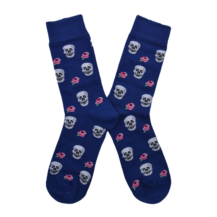 Calcetines algodon largos calaveras rosas 675