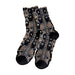Calcetines algodon largos flores mujer negro 4009-1