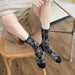 Calcetines algodon largos flores mujer negro 4009-1