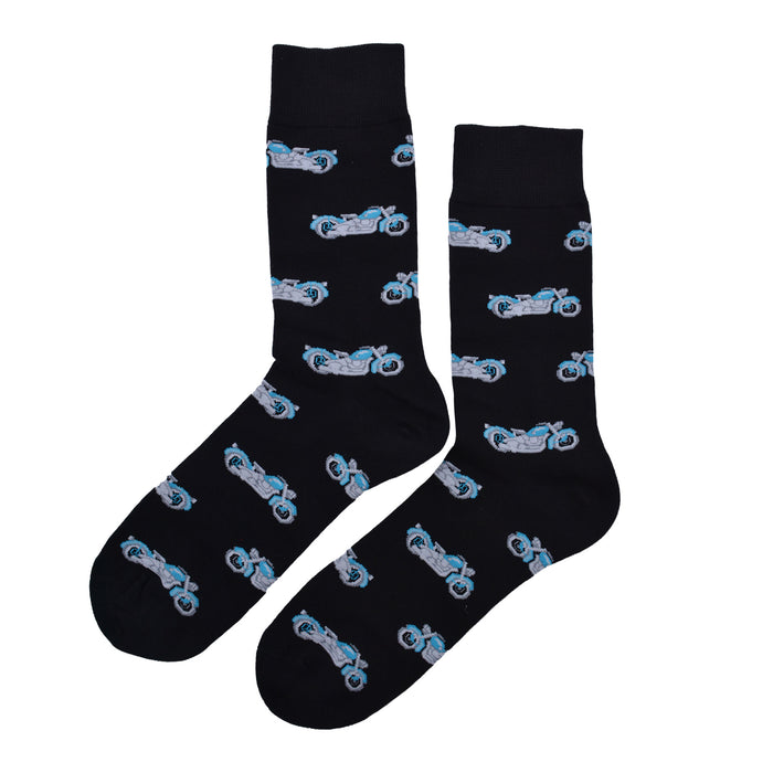 Calcetines algodon largos motos azules 654