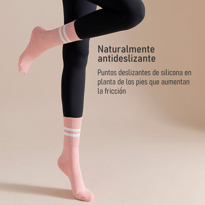 Calcetines algodon largos yoga antideslizante goma fibra larga