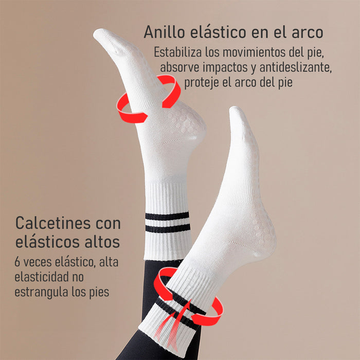 Calcetines algodon largos yoga antideslizante goma fibra larga